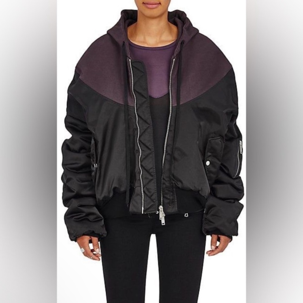 UNRAVEL NYLON HYBRID ZIP HOODY BOMBER